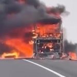 Eskişehir’de seyir halindeki yolcu otobüsünde yangın çıktı