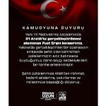 Konser Erteleme Duyurusu