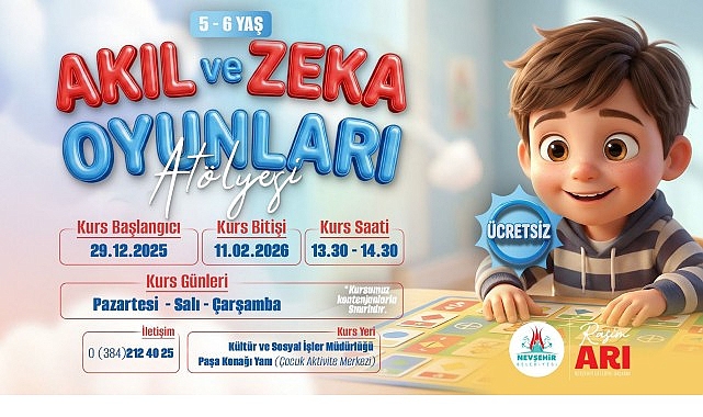 Nevşehir Belediyesi’nden Akıl ve Zekâ Oyunları Atölyesi