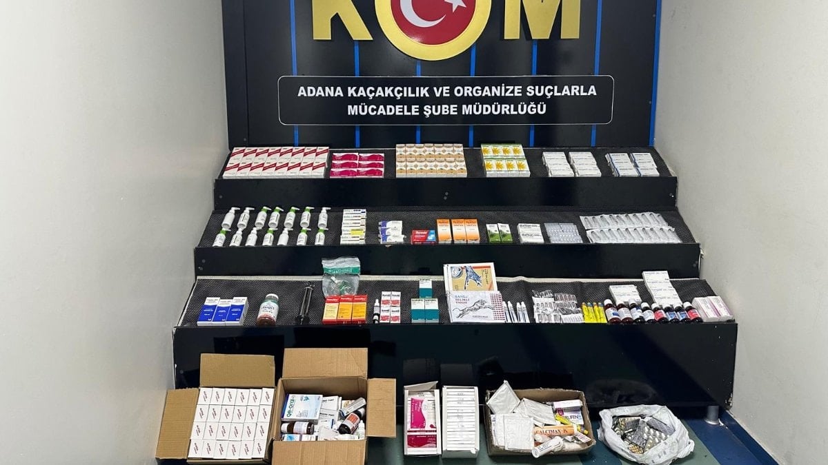 Adana’da ruhsatsız muayenehanede yüzlerce kaçak ilaç ele geçirildi