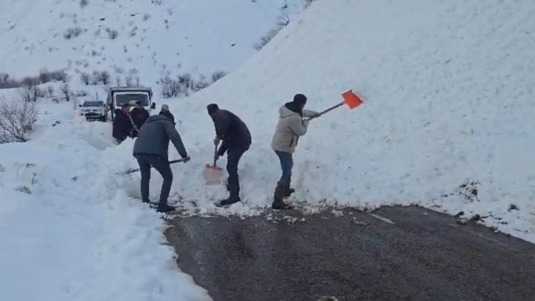 Bingöl’de yola düşen çığı vatandaşlar küreklerle kaldırdı