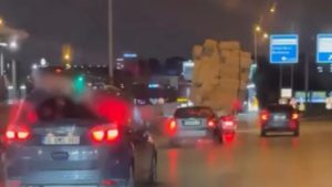 Bursa’da tehlikeli taşımacılık kamerada