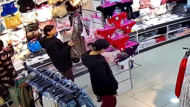 Edirne’de gülerek girdikleri dükkandan iç çamaşırı çaldılar