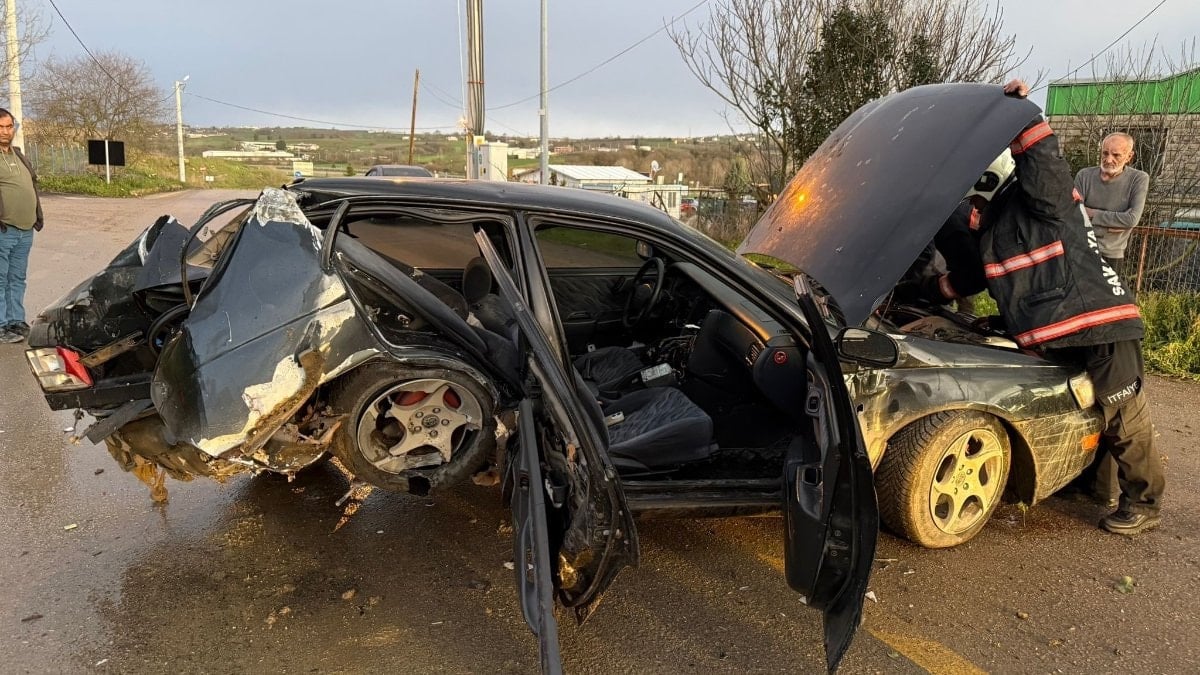 Sakarya’da köpeğe çarpmamak için direksiyonu kırdı