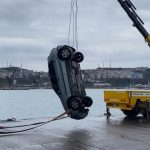 Şile Limanı’nda kaza: Otomobil denize savruldu