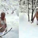 Sinop’ta bir vatandaş yüksekliği 40 santimi bulan karda yüzdü