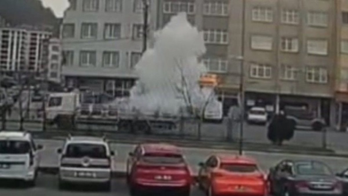 Trabzon’da seyir halindeki tüp kamyonunda patlama