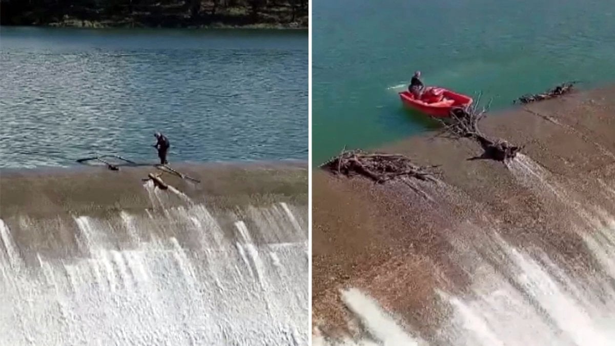Antalya’daki Alakır Barajı’nda tehlikeli temizlik kamerada