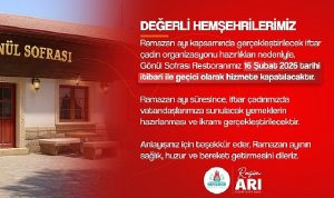 Gönül Sofrası Restoran İftar Çadırında Hizmet Verecek