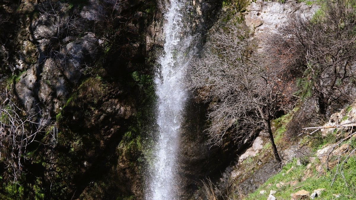 İzmir’de yağışların ardından Sancaklı Şelalesi coştu