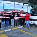 Samsunspor’u Üsküp’te taraftarlar karşıladı