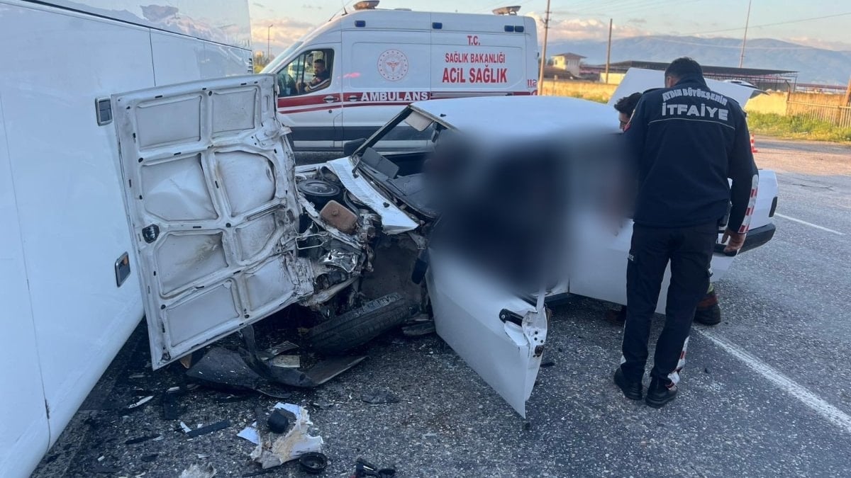 Aydın’da yolcu otobüsüyle çarpışan otomobilin sürücüsü yaşamını yitirdi