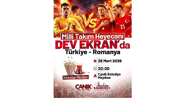 Canik’te Milli Maç Coşkusu Dev Ekranda Yaşanacak
