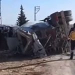 Gaziantep’te devrilen beton mikserinin sürücüsü öldü