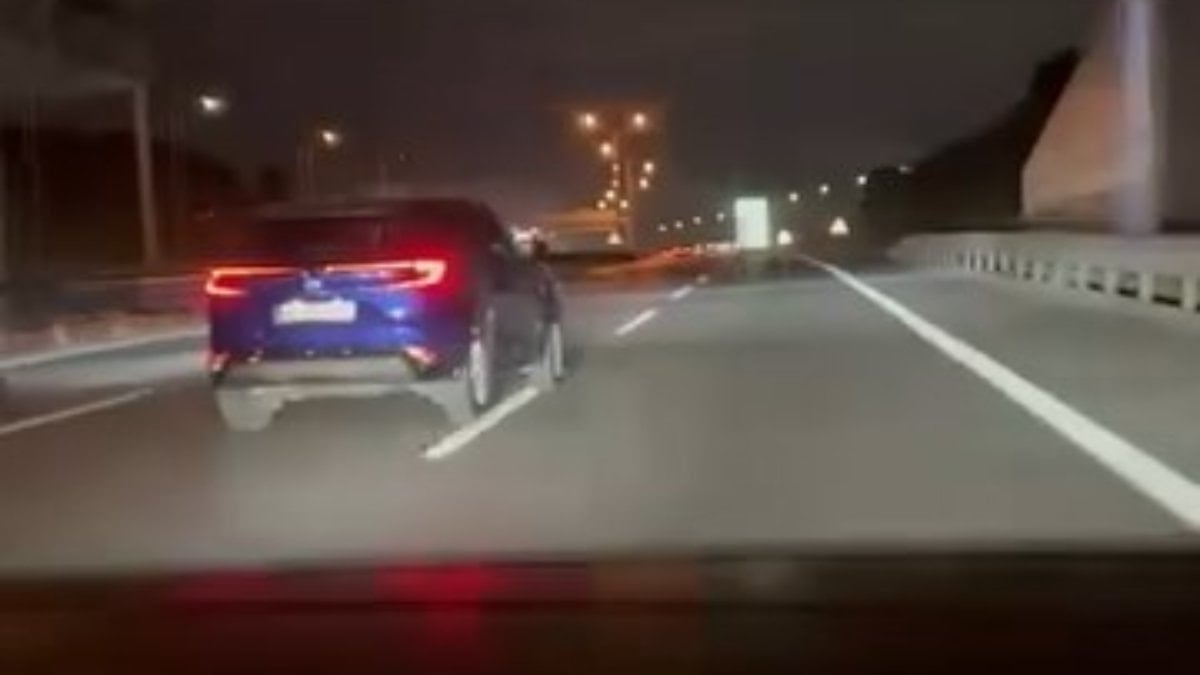 İstanbul TEM Otoyolu’nda tehlikeli sürüş: Zikzak çizen sürücü kamerada
