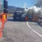 Konya’da seyir halindeki kamyonet alev topuna döndü