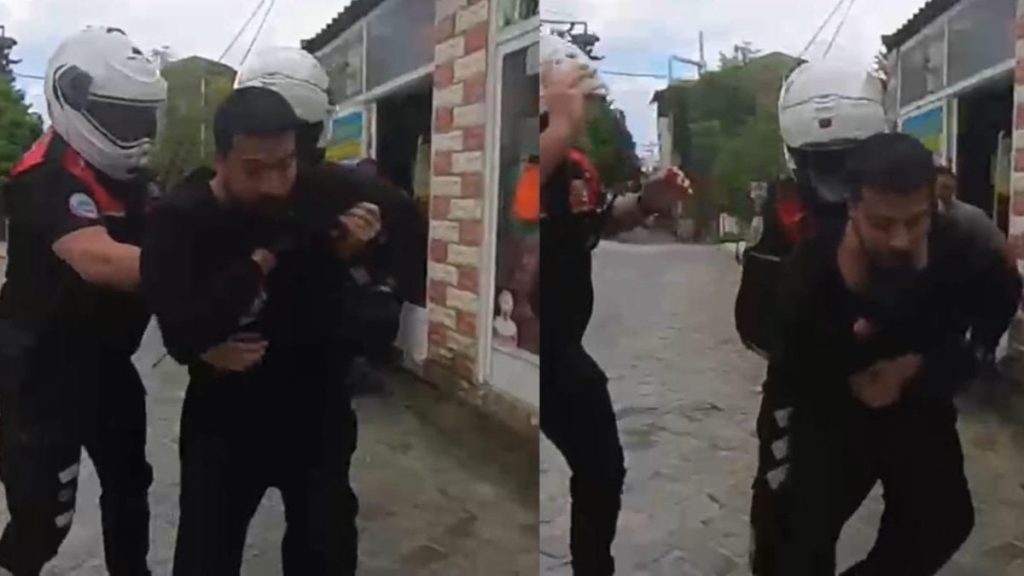 Mersin’de boğazına şeker kaçan motorcuyu polislerin Heimlich manevrası kurtardı