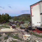 Mersin’de freni boşalan sebze yüklü TIR ağaca çarparak durabildi