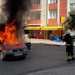 Tekirdağ’da alev alan LPG’li otomobil kullanılamaz hale geldi